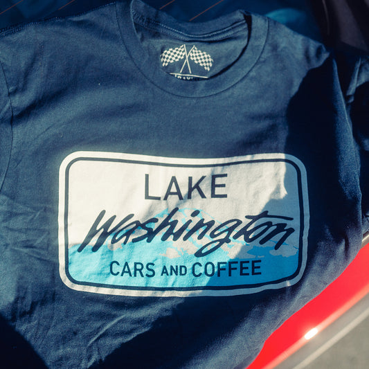 Lake Washington Cars and Coffee License Plate Tee
