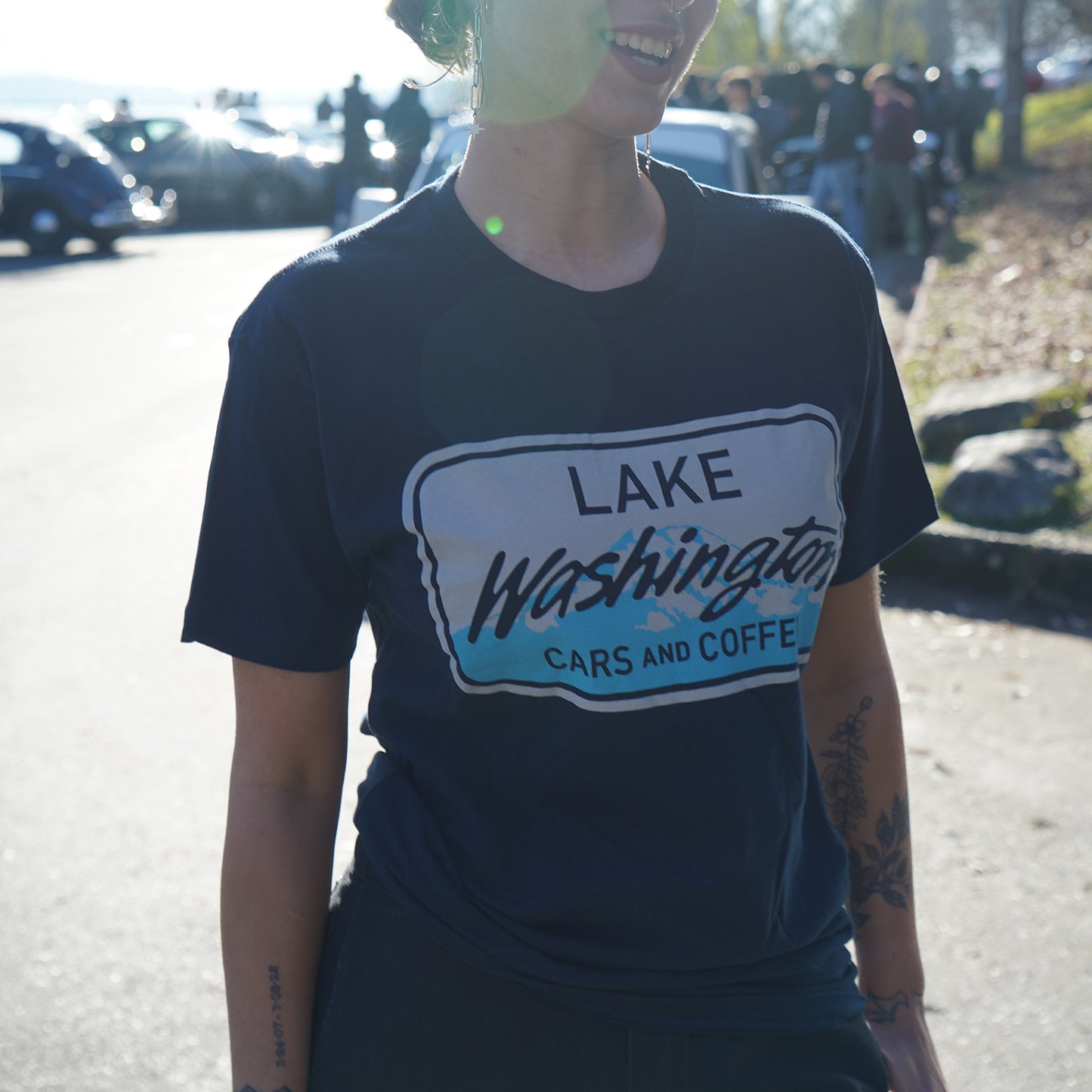 Lake Washington Cars and Coffee License Plate Tee