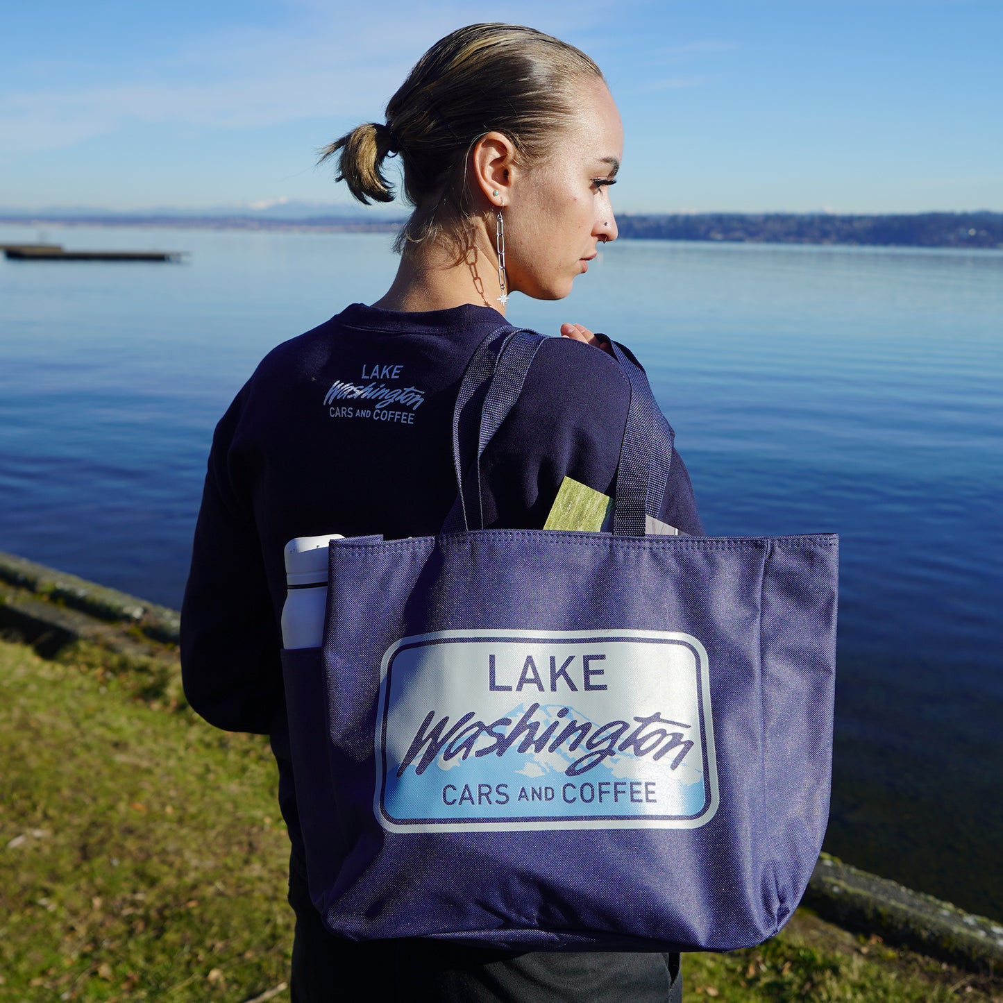 Lake Washington Cars and Coffee Tote Bag
