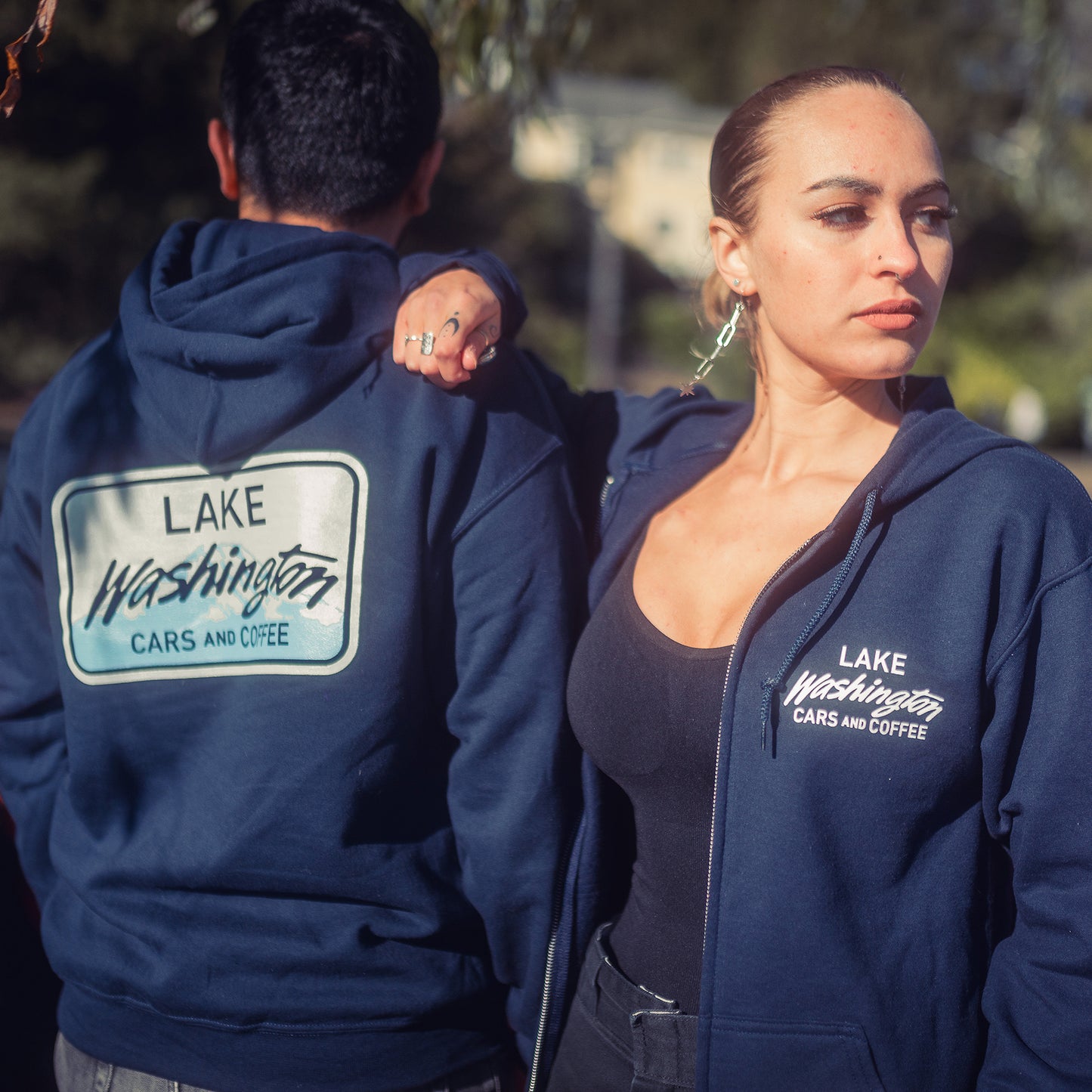 Lake Washington Cars and Coffee License Plate Zip-up Hoodie