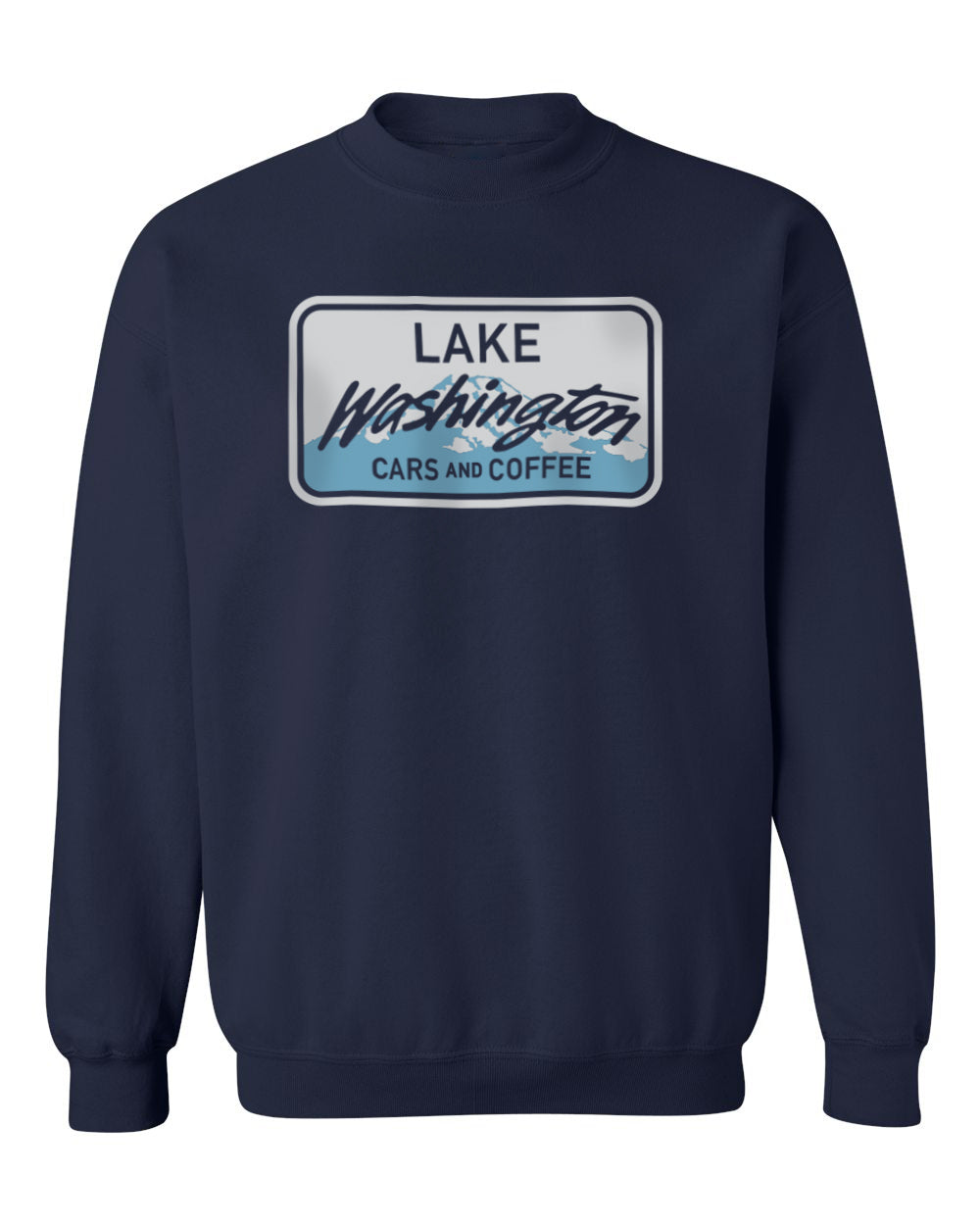 Lake Washington Cars and Coffee License Plate Crewneck Sweatshirt