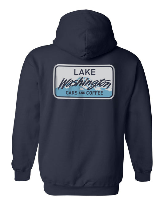 Lake Washington Cars and Coffee License Plate Pullover Hoodie