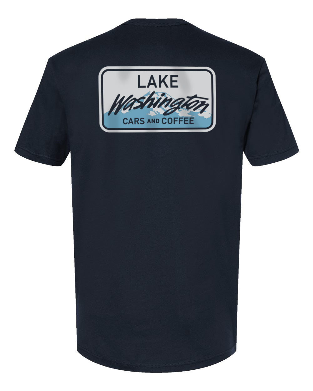 Lake Washington Cars and Coffee License Plate Left Chest Tee